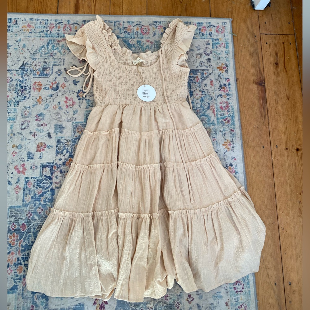 Tan smocked dress